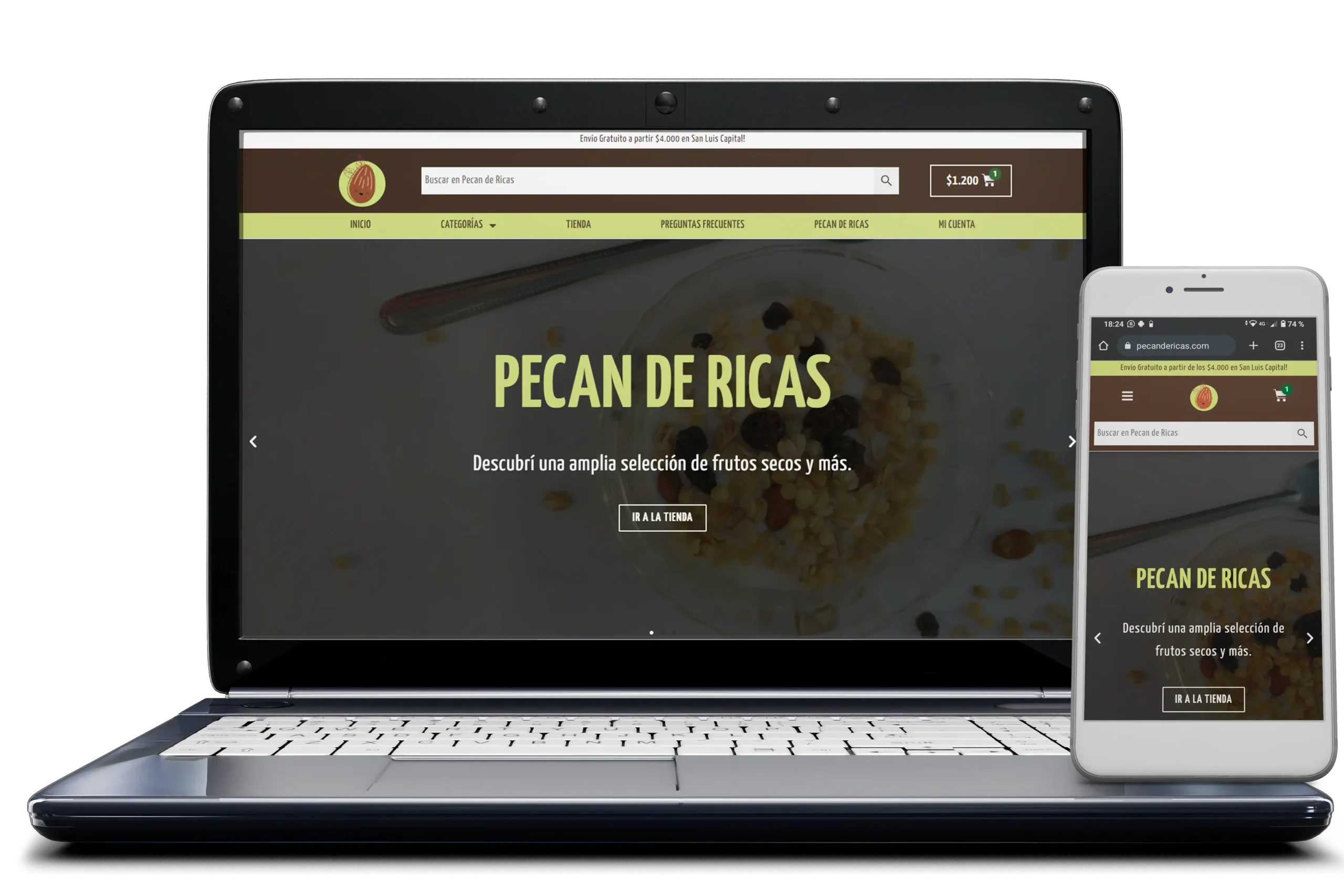 Mockup Neetbook and Mobile website pecandericas.com by 3-8-1 Servicios Web